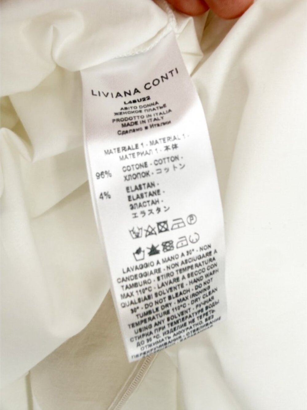 LIVIANA CONTI Poplin White Tan Detail Midi Dress sz 42 - Picture 10 of 12